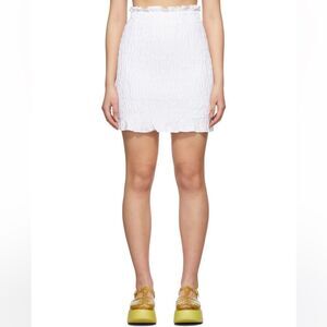 MSGM White Stretch Ruched Skirt Ruffle Mini Bodycon Size 6 EU 42